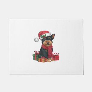 Affenpinscher Dog Christmas Outfits Santa Hat Dog Doormat