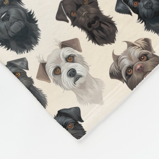 Affenpinscher Dog Faces Collage Pattern Fleece Blanket (Corner)