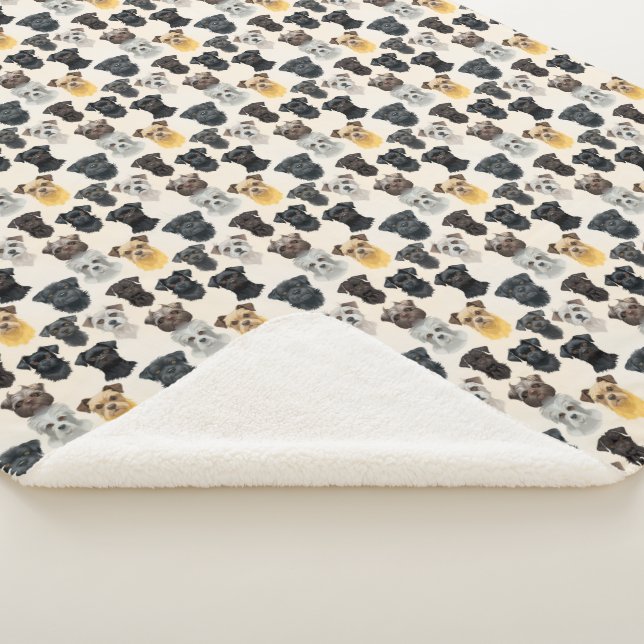 Affenpinscher Dog Faces Collage Pattern Sherpa Blanket (3/4)