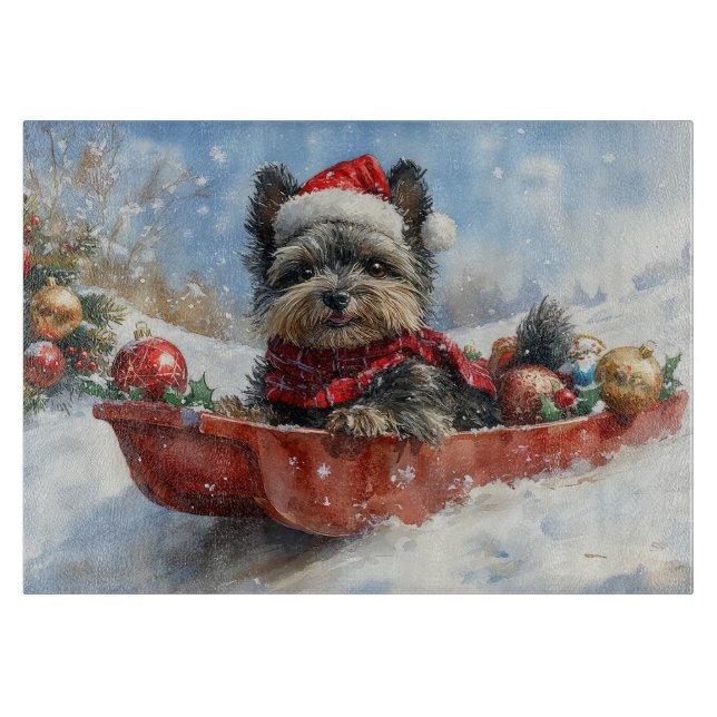 Affenpinscher Dog in Sledge Let it Snow Christmas Cutting Board (Front)