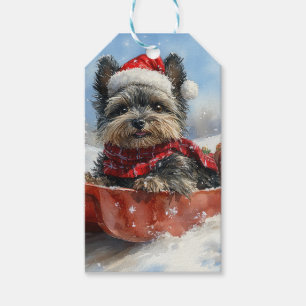 Affenpinscher Dog in Sledge Let it Snow Christmas Gift Tags