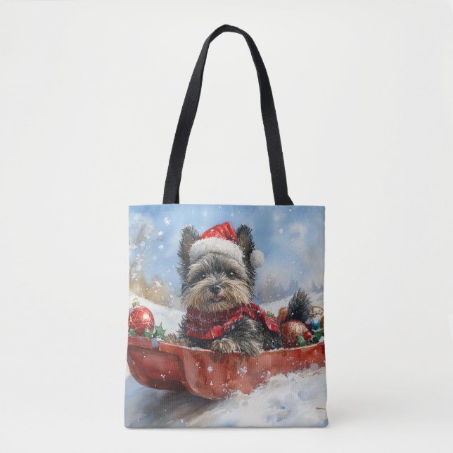 Affenpinscher Dog in Sledge Let it Snow Christmas Tote Bag (Front)
