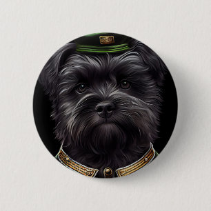 Affenpinscher dog in St. Patrick's Day Dress 6 Cm Round Badge