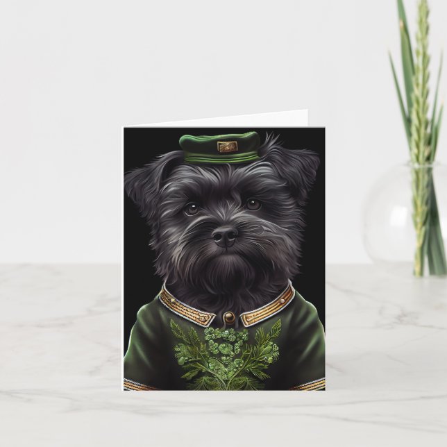 Affenpinscher dog in St. Patrick's Day Dress Card (Front)
