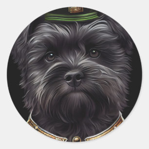Affenpinscher dog in St. Patrick's Day Dress Classic Round Sticker
