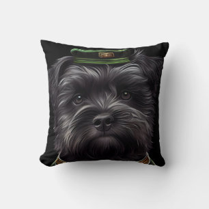 Affenpinscher dog in St. Patrick's Day Dress  Cushion