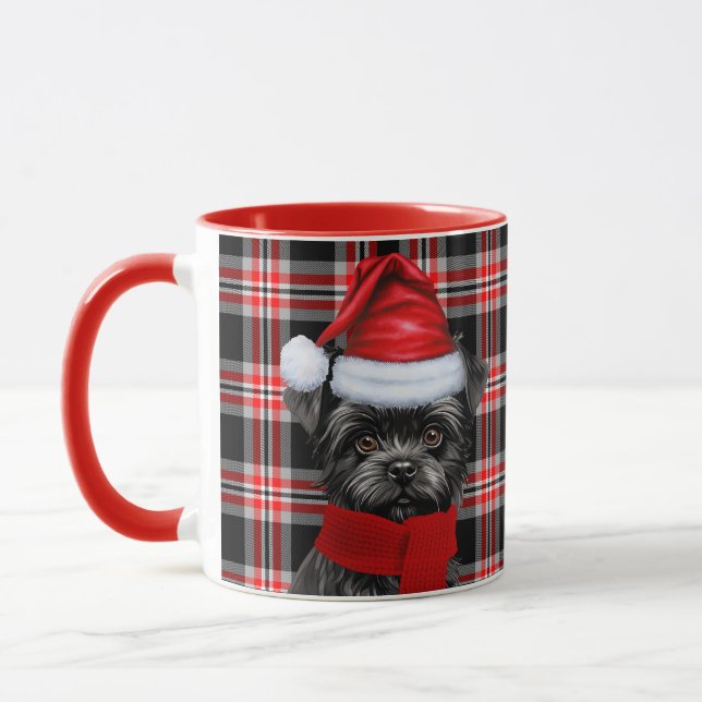 Affenpinscher Dog Lover Holiday Plaid Christmas Mug (Left)