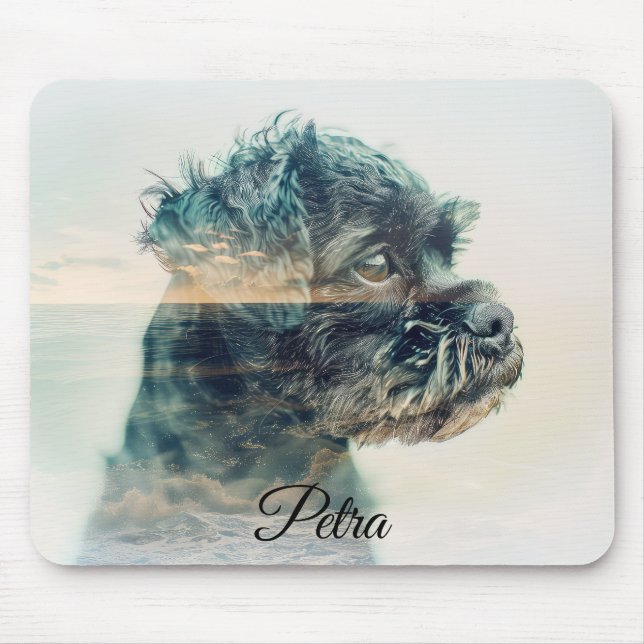 Affenpinscher Dog MOM Summer Beach Photo Effect Mouse Mat (Front)