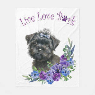 Affenpinscher Dog Mum Floral Fleece Blanket