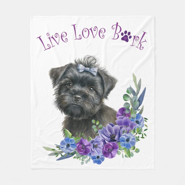 Affenpinscher Dog Mum Floral Fleece Blanket (Front)