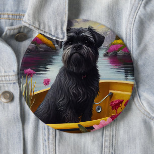 Affenpinscher Dog on a Paddle: A Scenic Adventure 6 Cm Round Badge
