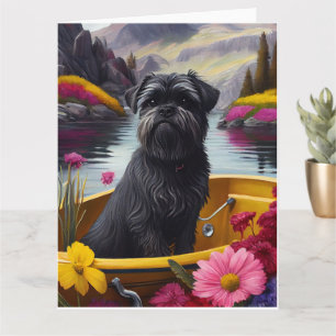 Affenpinscher Dog on a Paddle: A Scenic Adventure Card