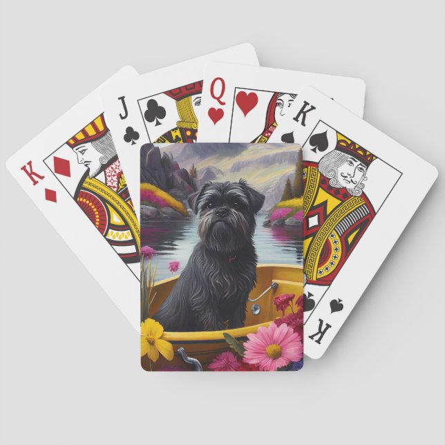 Affenpinscher Dog on a Paddle: A Scenic Adventure Playing Cards (Back)