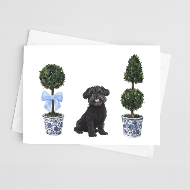 Affenpinscher Dog Puppy Topiary Watercolor Card (Creator Uploaded)
