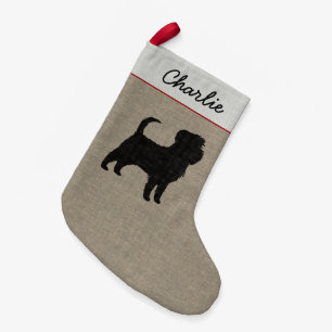 Affenpinscher Dog Silhouette Personalised Holiday Small Christmas Stocking