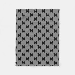 Affenpinscher Dog Silhouettes Pattern Grey Fleece Blanket