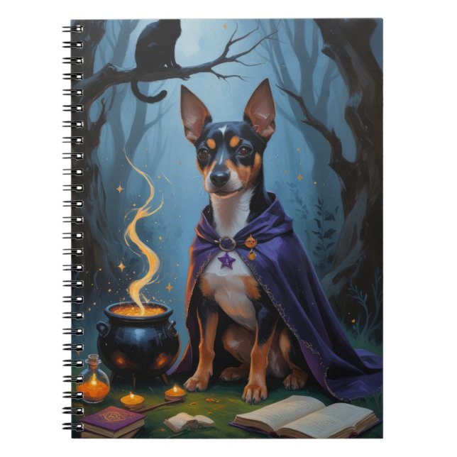 Affenpinscher Dog Whimsical Halloween Painting Notebook (Front)