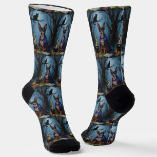 Affenpinscher Dog Whimsical Halloween Painting Socks
