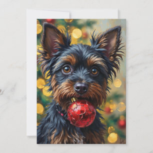 Affenpinscher Dog with Christmas Ornament Holiday Card