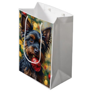 Affenpinscher Dog with Christmas Ornament Medium Gift Bag