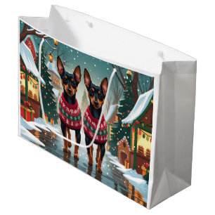 Affenpinscher Dogs Christmas Snow Holiday Large Gift Bag