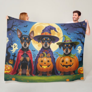Affenpinscher Dogs Pumpkin Halloween Funny Fleece Blanket