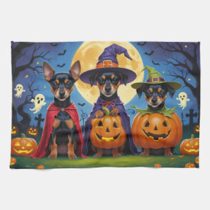 Affenpinscher Dogs Pumpkin Halloween Funny Tea Towel