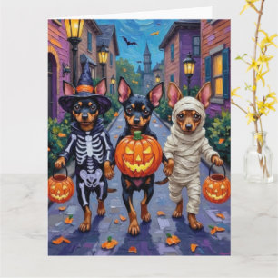 Affenpinscher Dogs Trick-or-Treating in Halloween Card