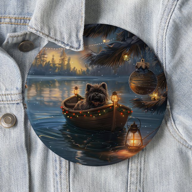 Affenpinscher Festive Christmas Voyage 6 Cm Round Badge (In Situ)