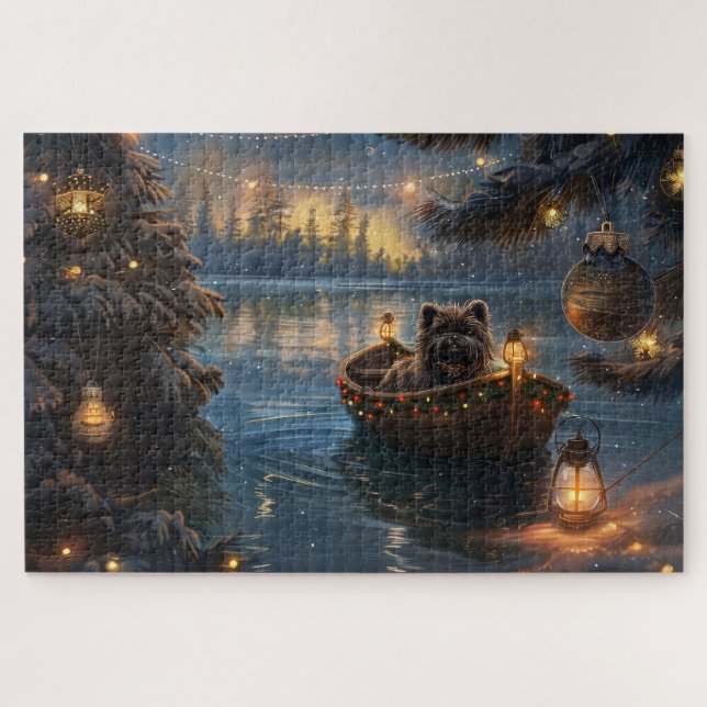 Affenpinscher Festive Christmas Voyage Jigsaw Puzzle (Horizontal)