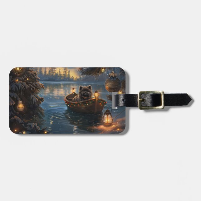 Affenpinscher Festive Christmas Voyage Luggage Tag (Front Horizontal)