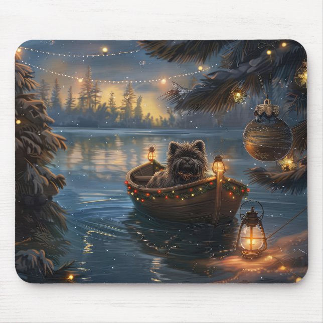 Affenpinscher Festive Christmas Voyage Mouse Mat (Front)