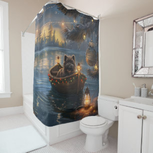 Affenpinscher Festive Christmas Voyage Shower Curtain