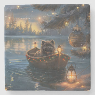 Affenpinscher Festive Christmas Voyage Stone Coaster