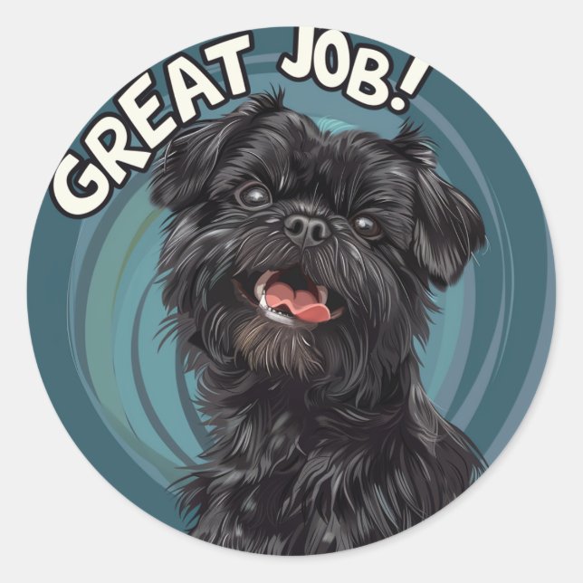 Affenpinscher Great Job Teacher Reward Classic Round Sticker (Front)