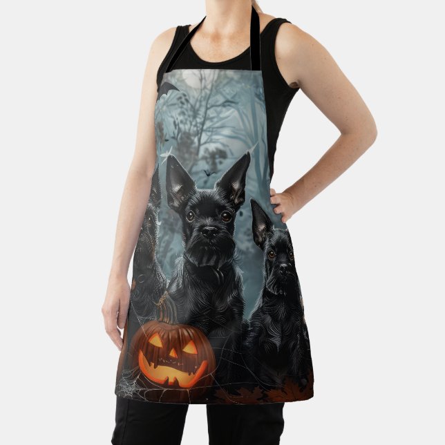 Affenpinscher Halloween Night Doggy Delight Apron (Insitu)