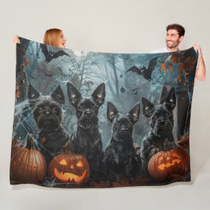 Affenpinscher Halloween Night Doggy Delight Fleece Blanket