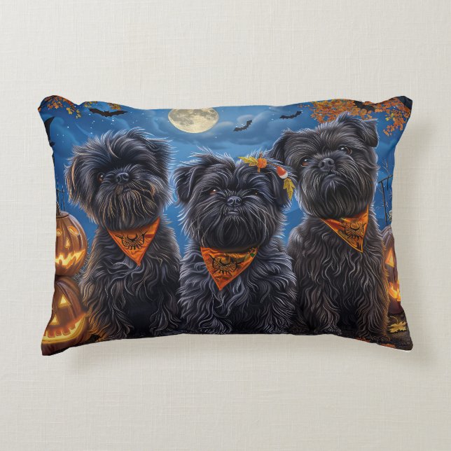Affenpinscher Halloween Spooky Decorative Cushion (Front)
