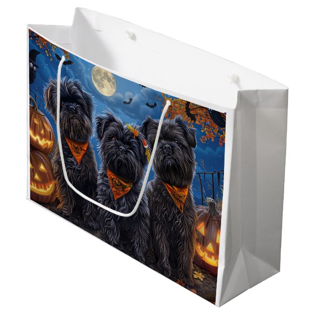 Affenpinscher Halloween Spooky Large Gift Bag (Front Angled)