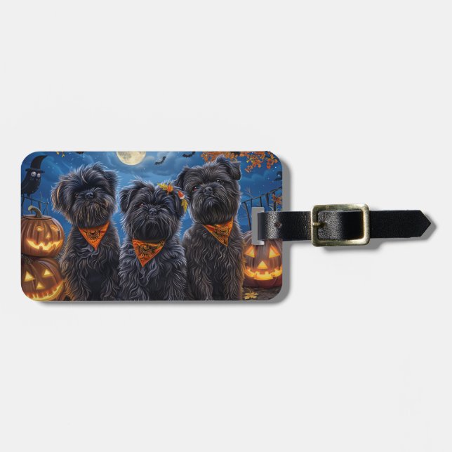Affenpinscher Halloween Spooky Luggage Tag (Front Horizontal)