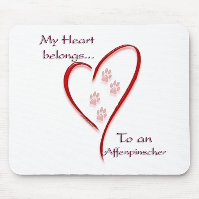 Affenpinscher Heart Belongs Mouse Mat (Front)