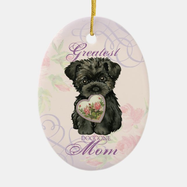 Affenpinscher Heart Mum Ceramic Ornament (Front)