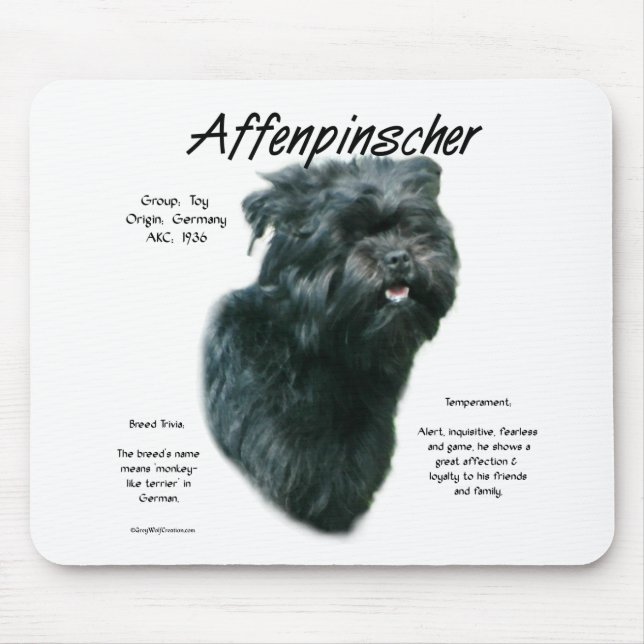 Affenpinscher History Design Mouse Mat (Front)