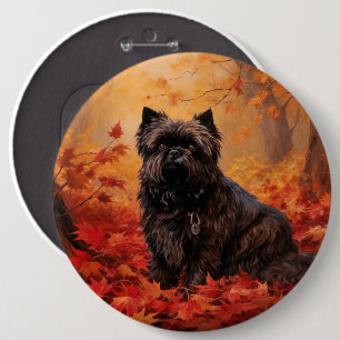 Affenpinscher in Autumn Leaves Fall Inspired 6 Cm Round Badge