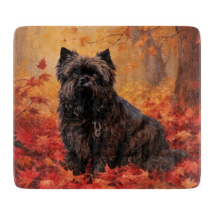 Affenpinscher in Autumn Leaves Fall Inspired Cutting Board