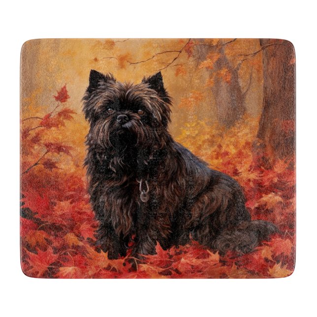 Affenpinscher in Autumn Leaves Fall Inspired  Cutting Board (Front)