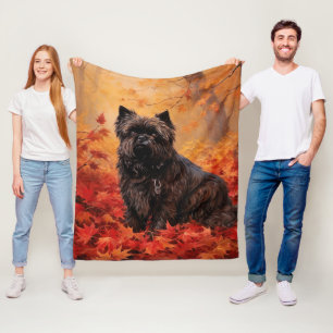 Affenpinscher in Autumn Leaves Fall Inspired  Fleece Blanket