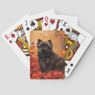Affenpinscher in Autumn Leaves Fall Inspired Playing Cards