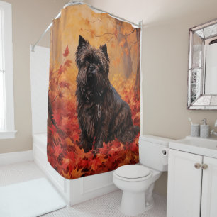 Affenpinscher in Autumn Leaves Fall Inspired  Shower Curtain