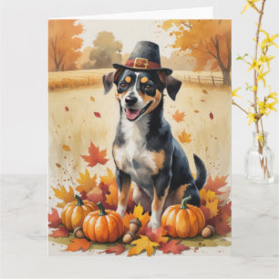 Affenpinscher in Autumn Leaves Thanksgiving Art Card